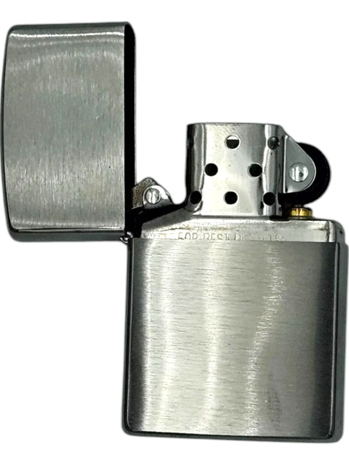 Zippo Lighter Brushed Fin Chrome Genuine Original