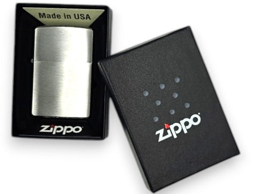 Zippo Lighter Brushed Fin Chrome Genuine Original