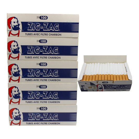 500x Zig Zag Premium Charbon Filter Tubes Cork Blue