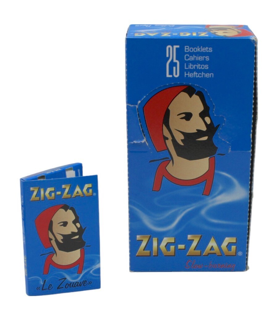 Box of 25 ZIG ZAG Regular Size Slim Blue Double Papers