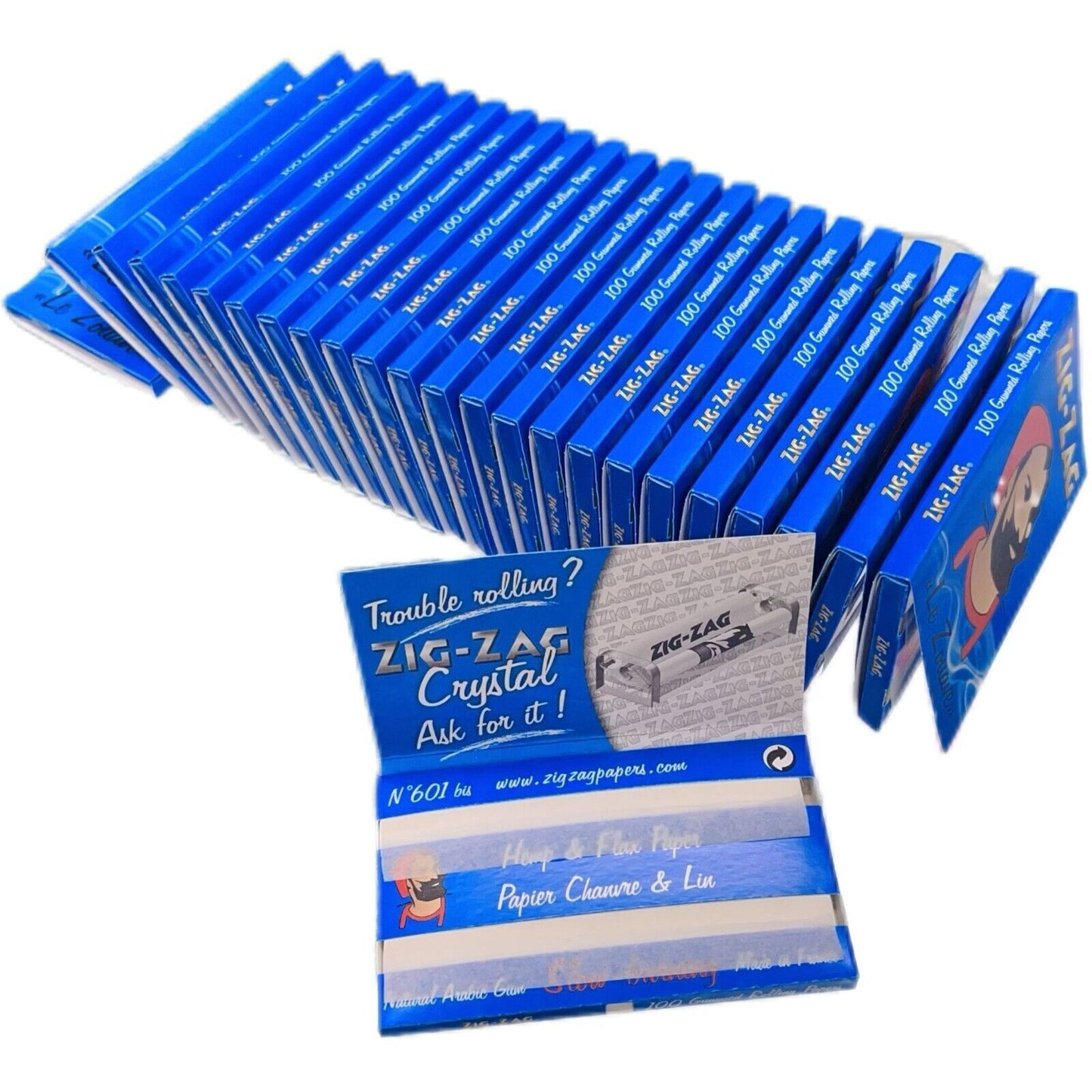 Box of 50 ZIG ZAG Regular Size Blue Double Papers (100 Leaves)