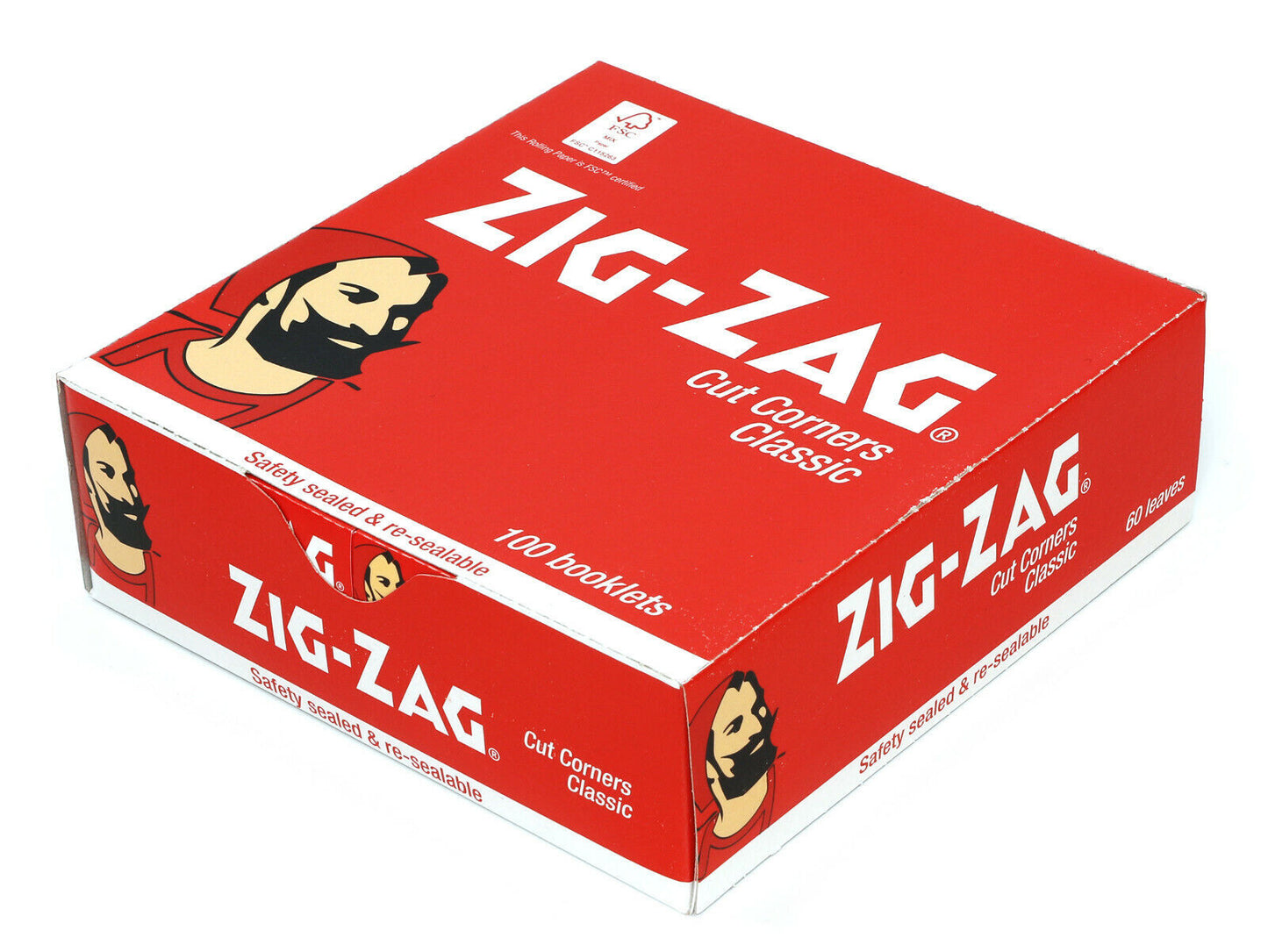 Box of 100 ZIG ZAG RED Classic Cut Corners Papers Roll