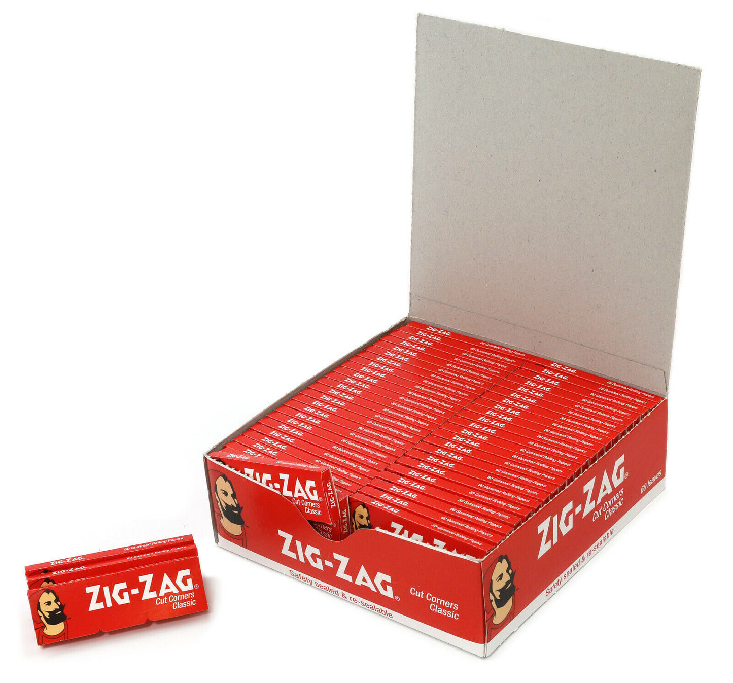 Box of 100 ZIG ZAG RED Classic Cut Corners Papers Roll