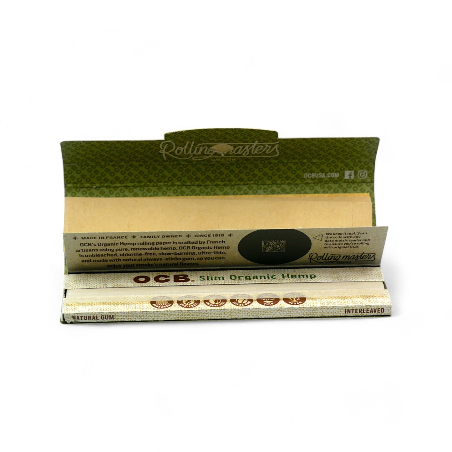 OCB Organic King Slim Size Ultra thin Rolling Papers with Tips