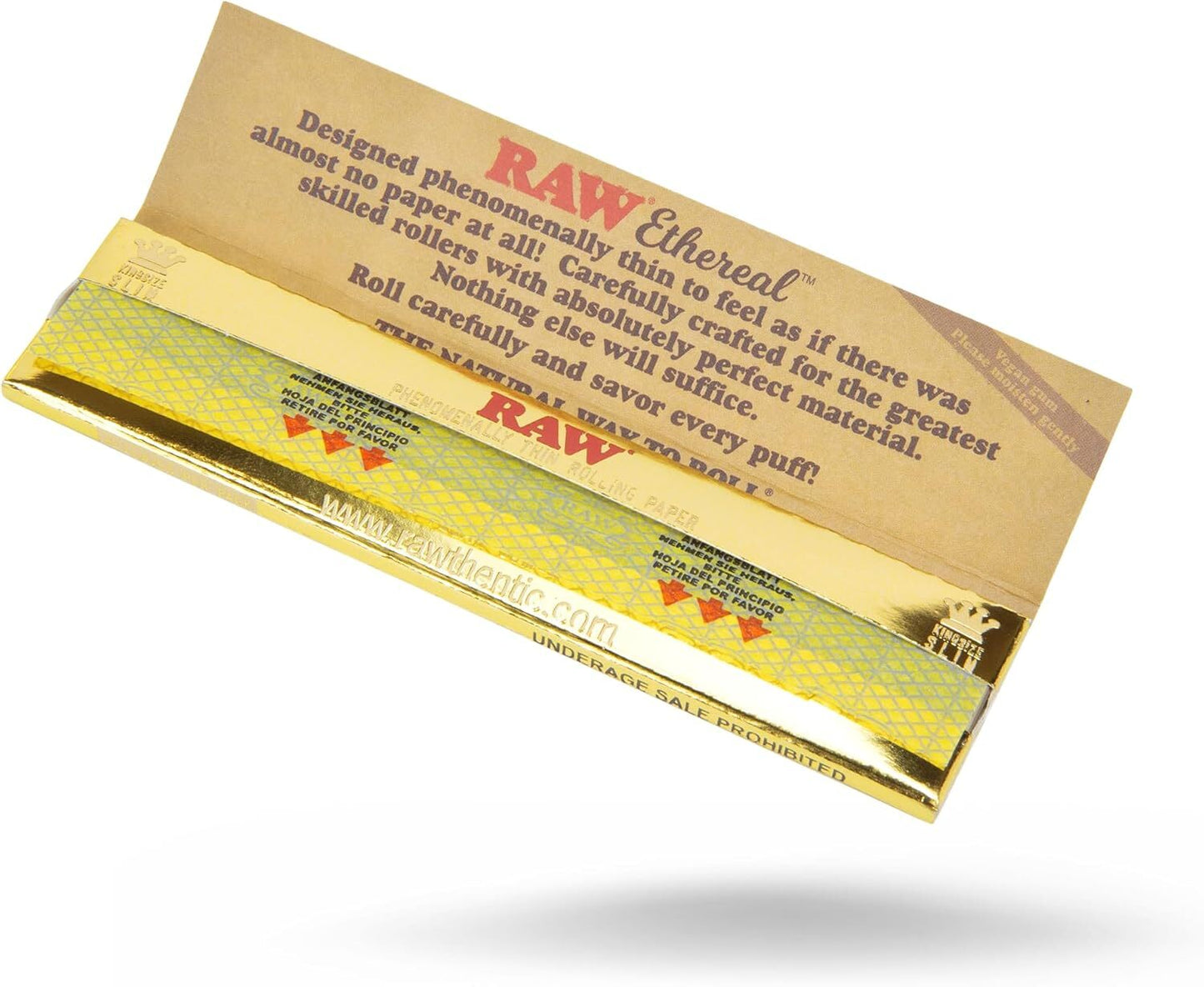 1 x RAW Ethernal King Size Rolling Papers Gold Edition (Pack of 32 Leaves)