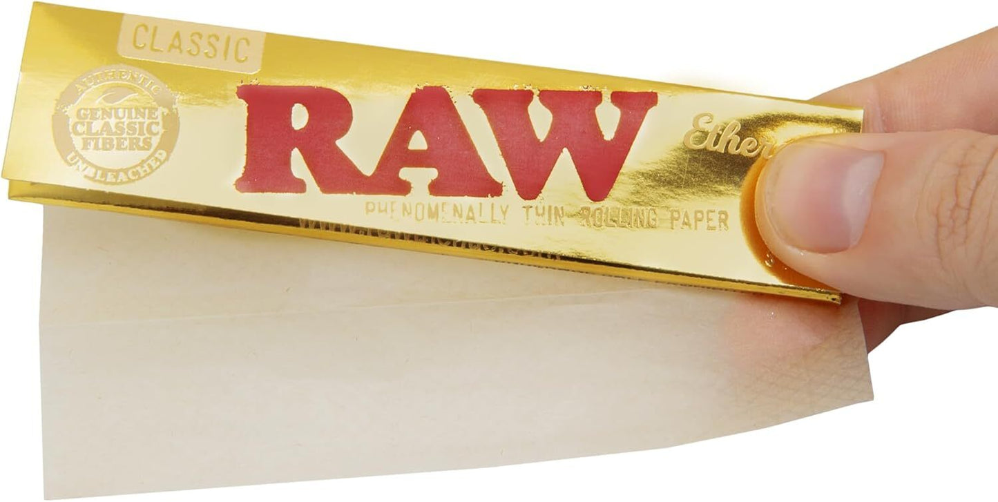 1 x RAW Ethernal King Size Rolling Papers Gold Edition (Pack of 32 Leaves)