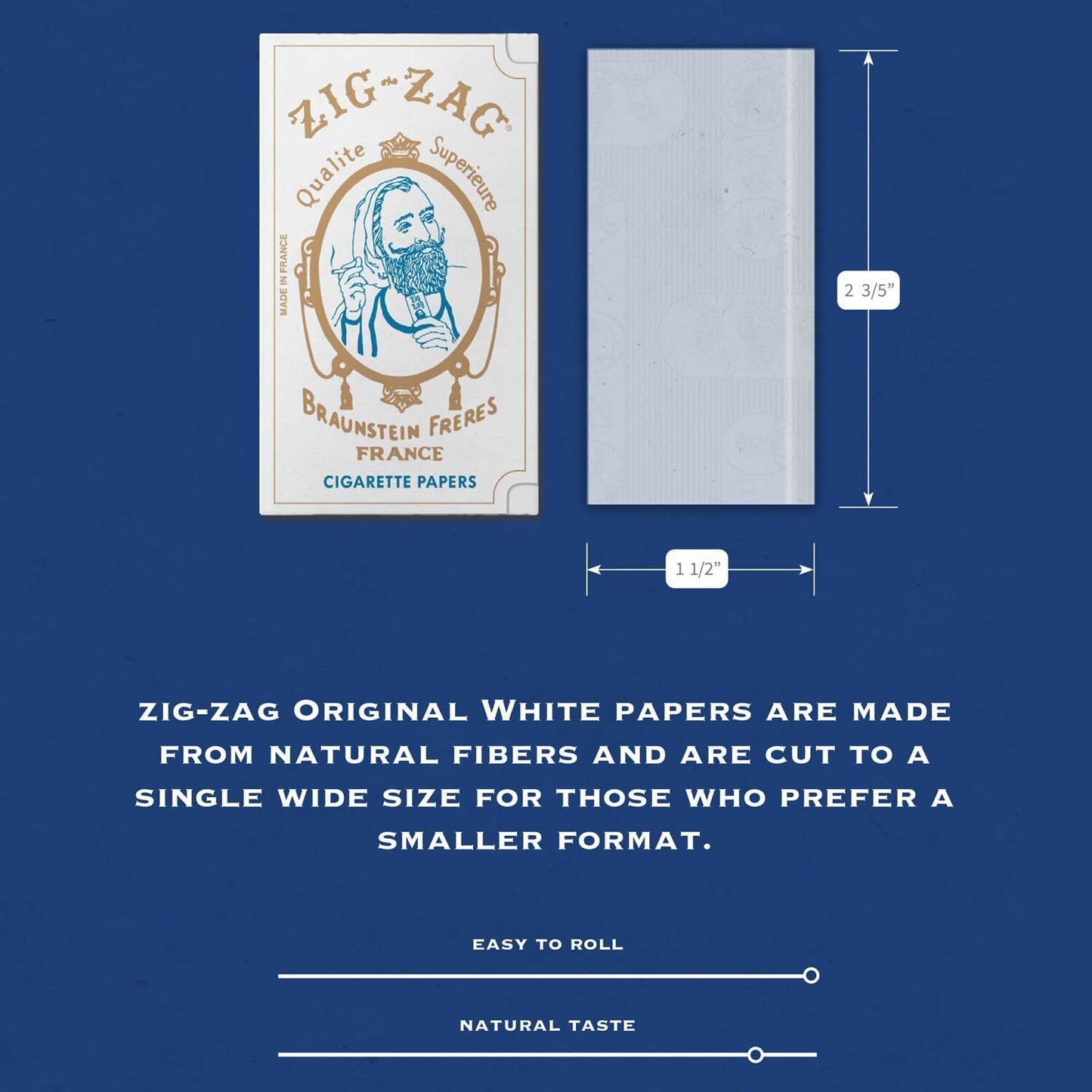 ZIG ZAG Original White Papers 70 mm Paper Natural Gum Arabic 32 paper Booklet