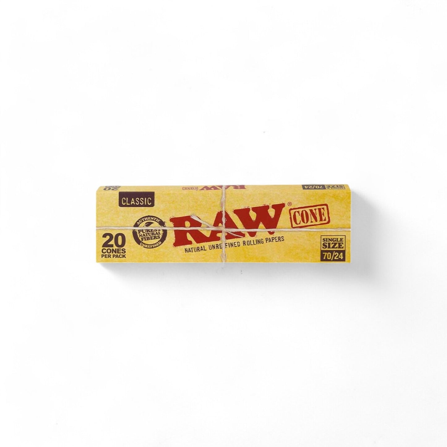 RAW Classic Pre-Rolled Cones Single Size 70/24 -20 Pack