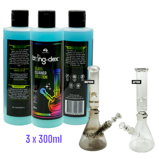 3 x BONGDEX Glass Cleaner SolDEX Glass Cleaner Solution 300ml Bong Wash Water Pipe Original AUS MADE