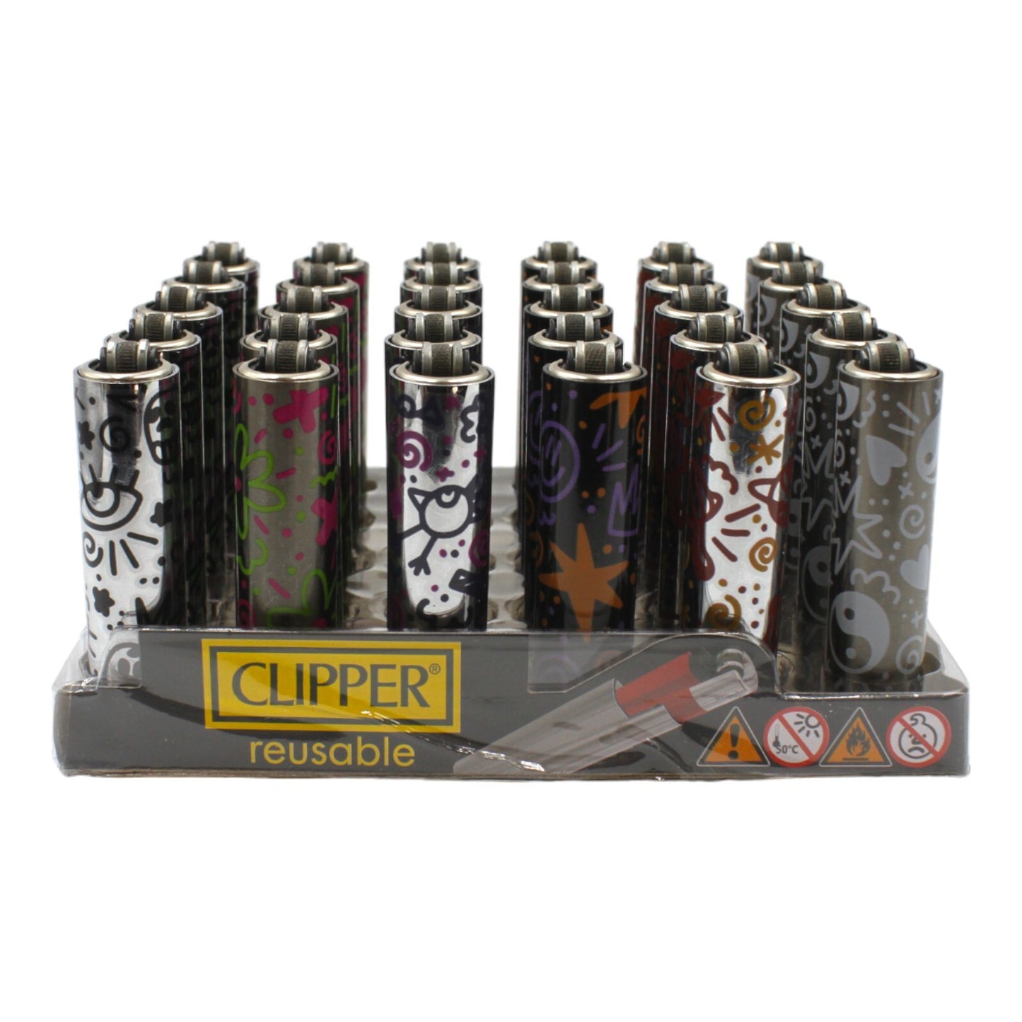 Box of 30 Clipper Metal High Quality Reusable Lighters