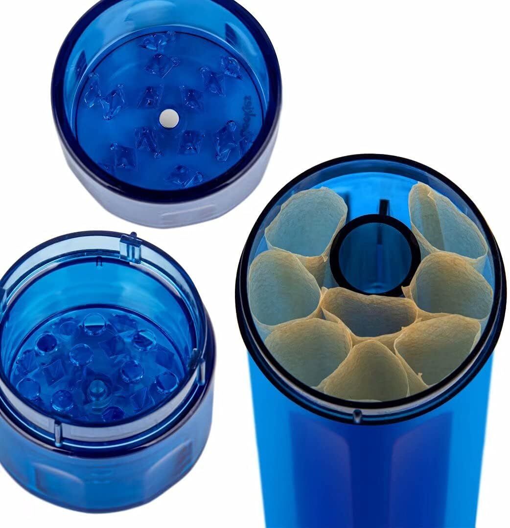 Blue Flower Tower Herb Grinder Cone Filler 3-in-1 Roller