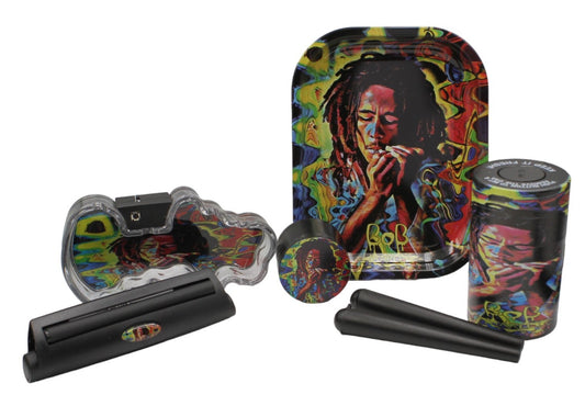 Bob Marley Smoking Gift Set with Stash Jar, Grinder, Ashtray, Rolling Tray & More