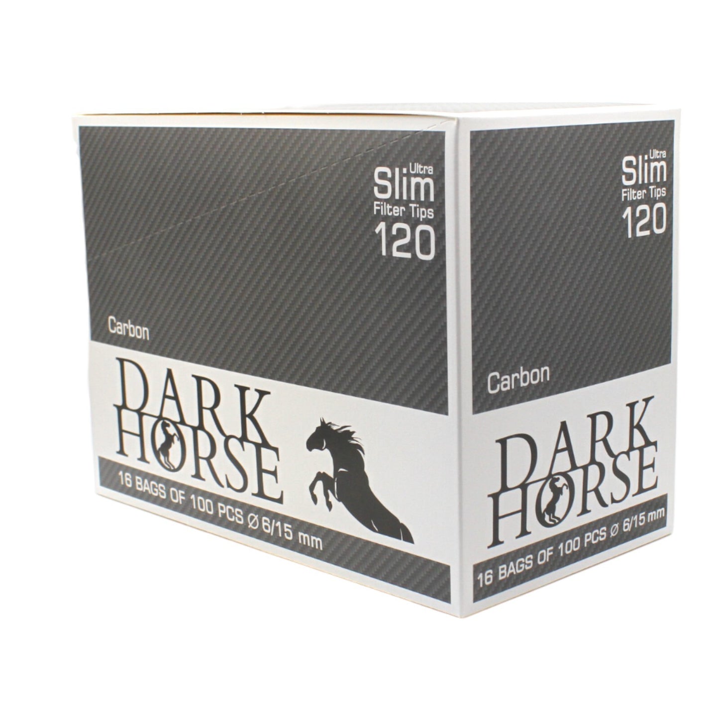 Box of 16 Dark Horse Ultra Slim Carbon Black 120 Filter Tip Bags (1,920 Tips)