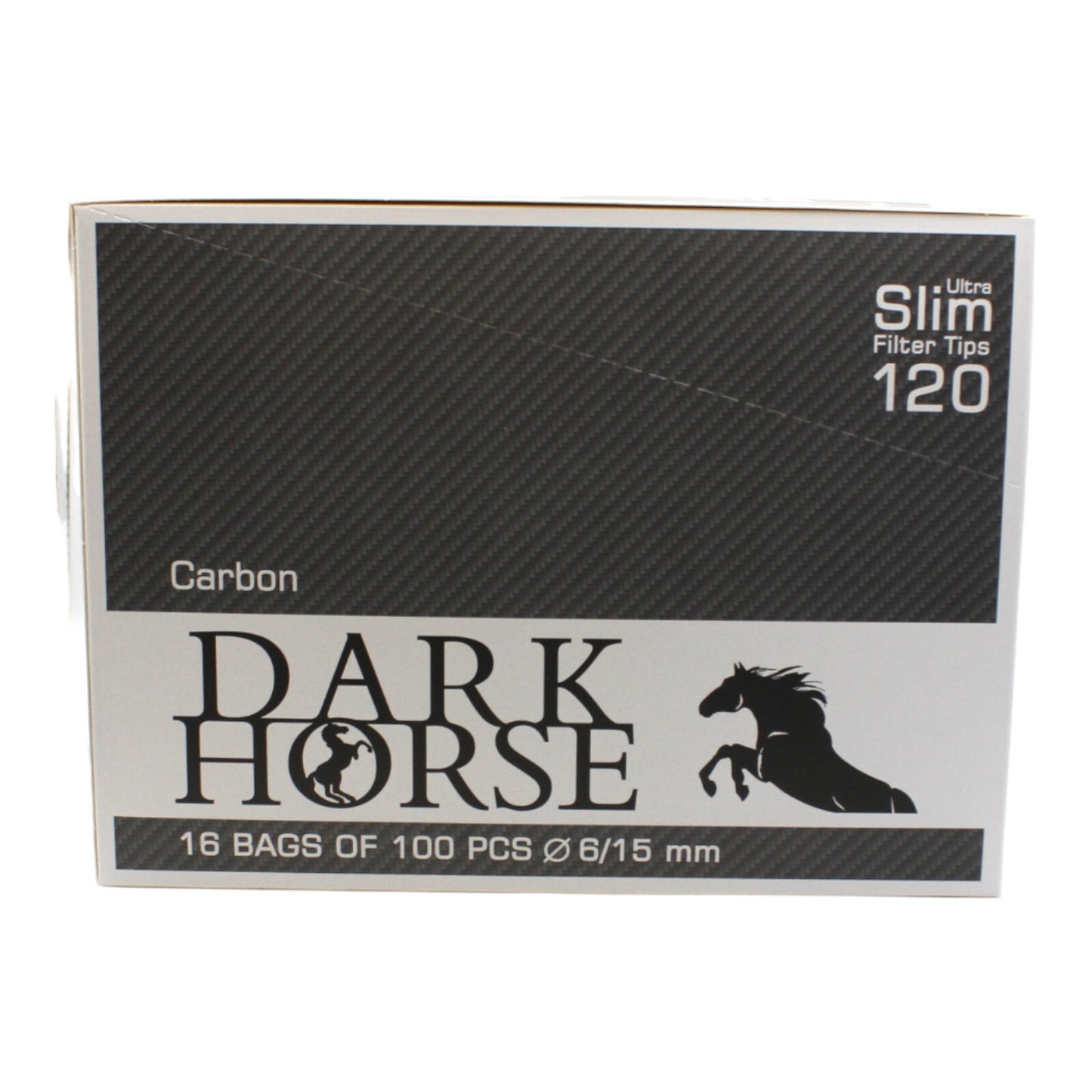 Box of 16 Dark Horse Ultra Slim Carbon Black 120 Filter Tip Bags (1,920 Tips)