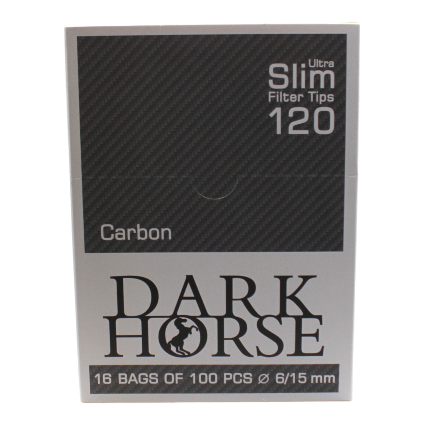 Box of 16 Dark Horse Ultra Slim Carbon Black 120 Filter Tip Bags (1,920 Tips)