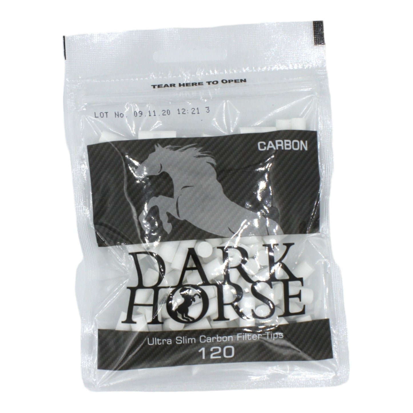 Box of 16 Dark Horse Ultra Slim Carbon Black 120 Filter Tip Bags (1,920 Tips)