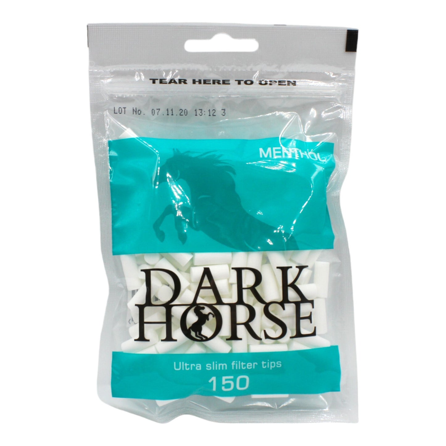 Box of 16 Dark Horse Menthol Ultra Slim Aqua 150 Filter Tip Bags (2,400 Tips)