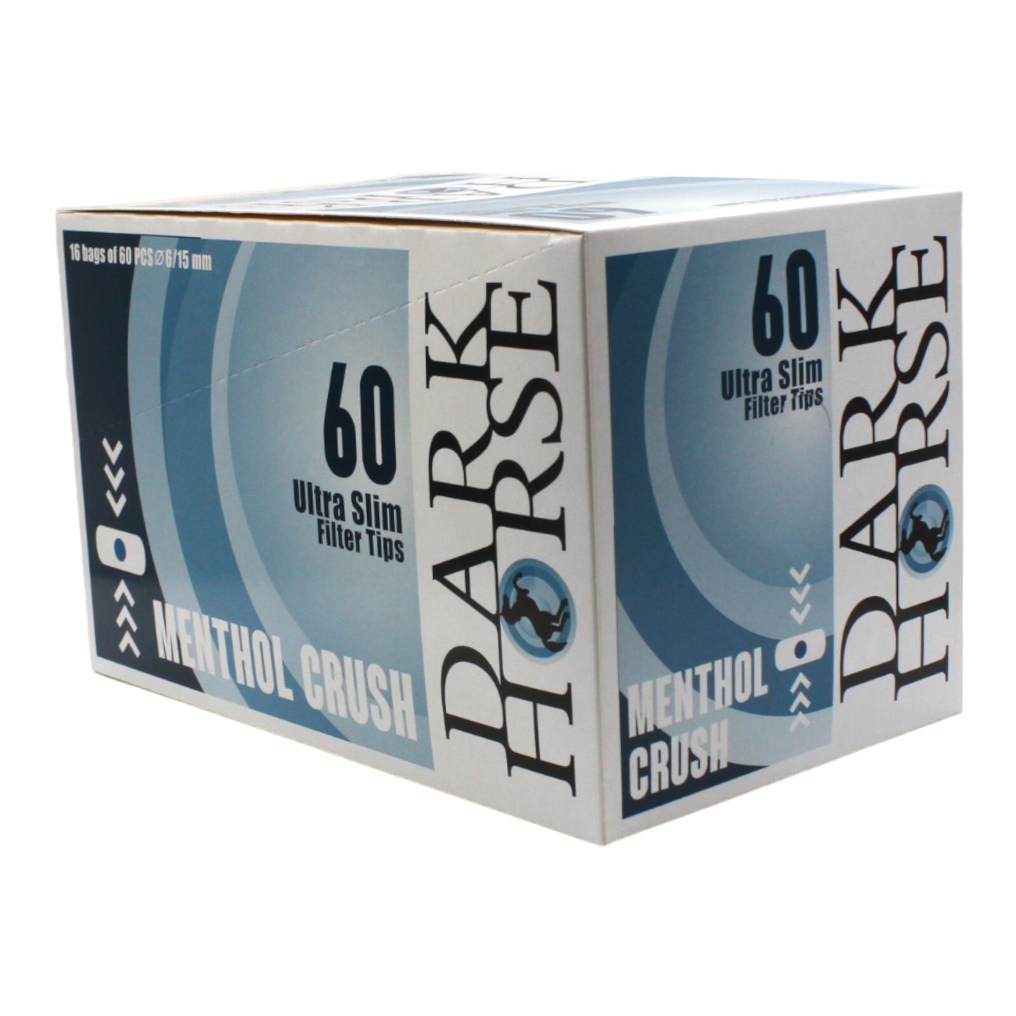 Box of 16 Dark Horse Ultra Slim Menthol Crush Blue 60 Filter Tip Bags (960 Tips)