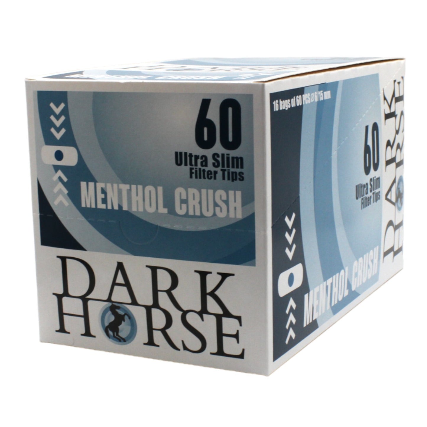 Box of 16 Dark Horse Ultra Slim Menthol Crush Blue 60 Filter Tip Bags (960 Tips)