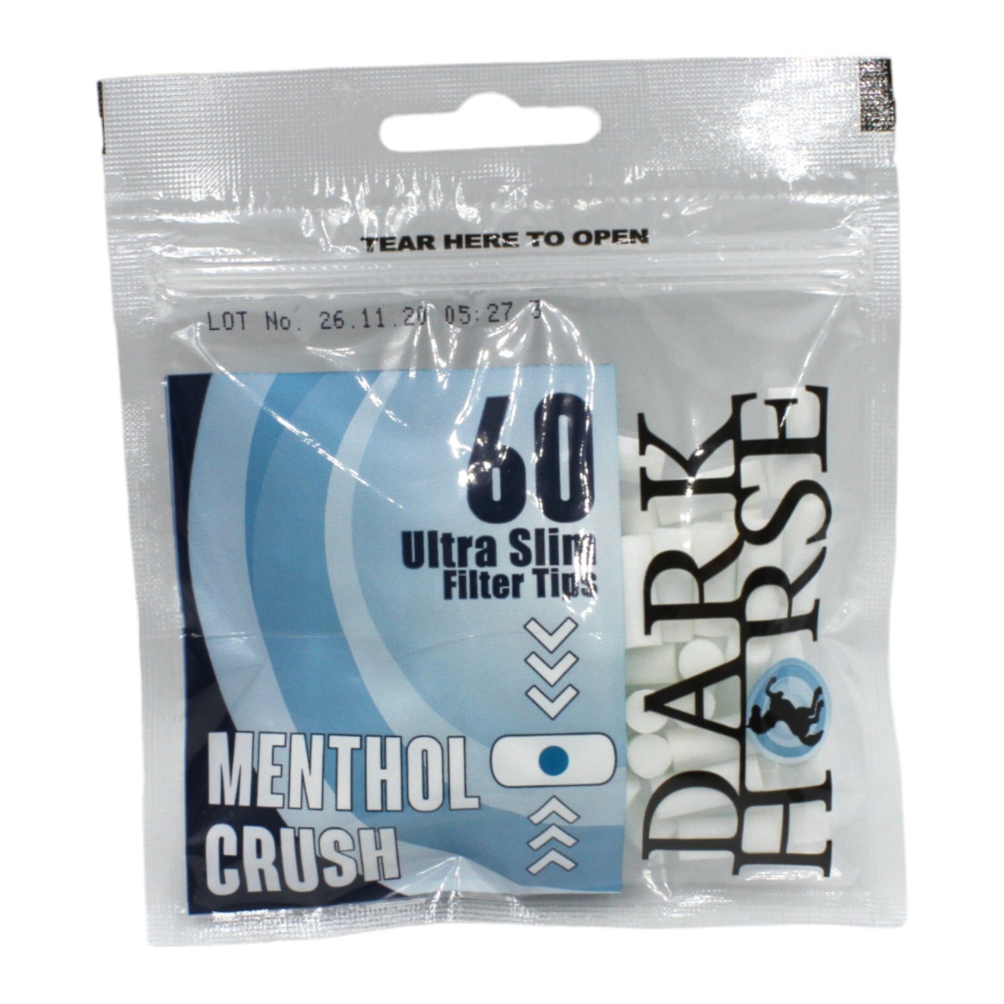 Box of 16 Dark Horse Ultra Slim Menthol Crush Blue 60 Filter Tip Bags (960 Tips)