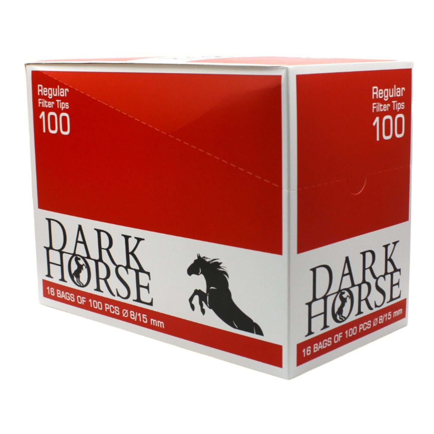 Box of 16 Dark Horse Regular Red 100 Filter Tip Bags (1,600 Tips)