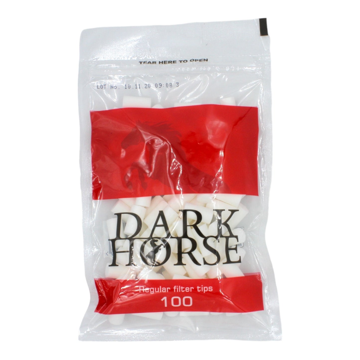 Box of 16 Dark Horse Regular Red 100 Filter Tip Bags (1,600 Tips)