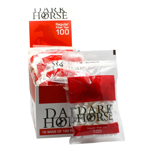 Box of 16 Dark Horse Regular Red 100 Filter Tip Bags (1,600 Tips)