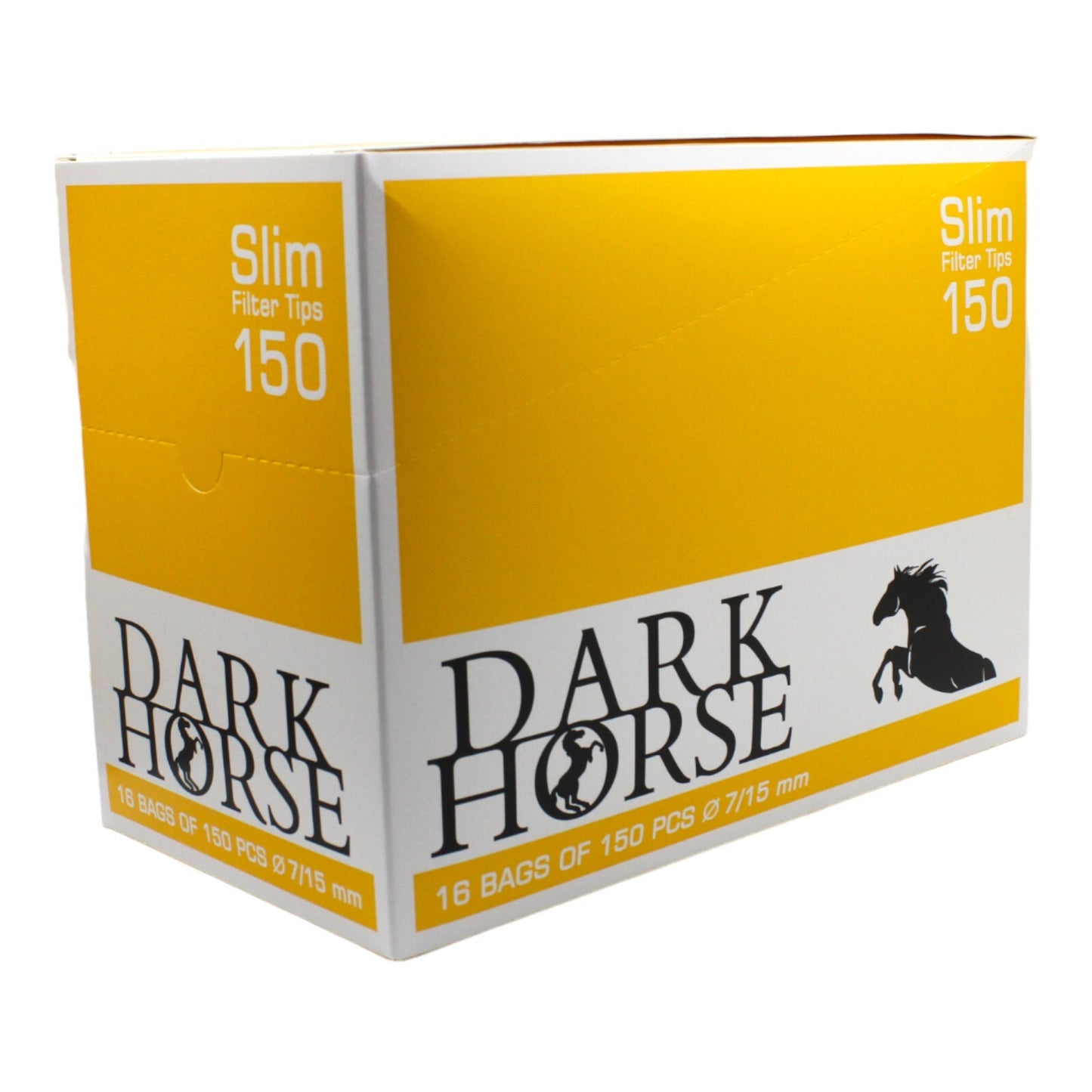 Box of 16 Dark Horse Slim Yellow 150 Filter Tip Bags (2,400 Tips)