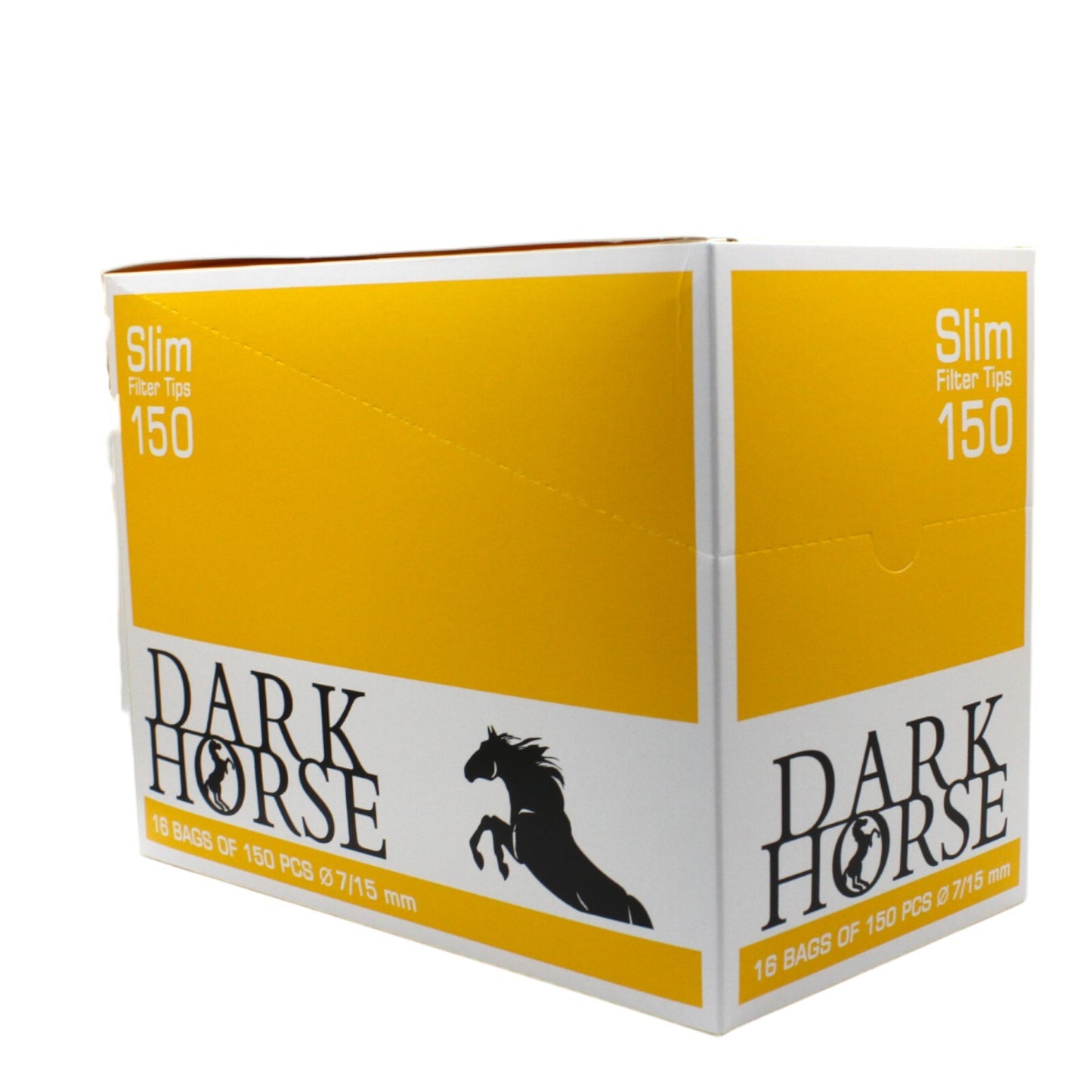 Box of 16 Dark Horse Slim Yellow 150 Filter Tip Bags (2,400 Tips)