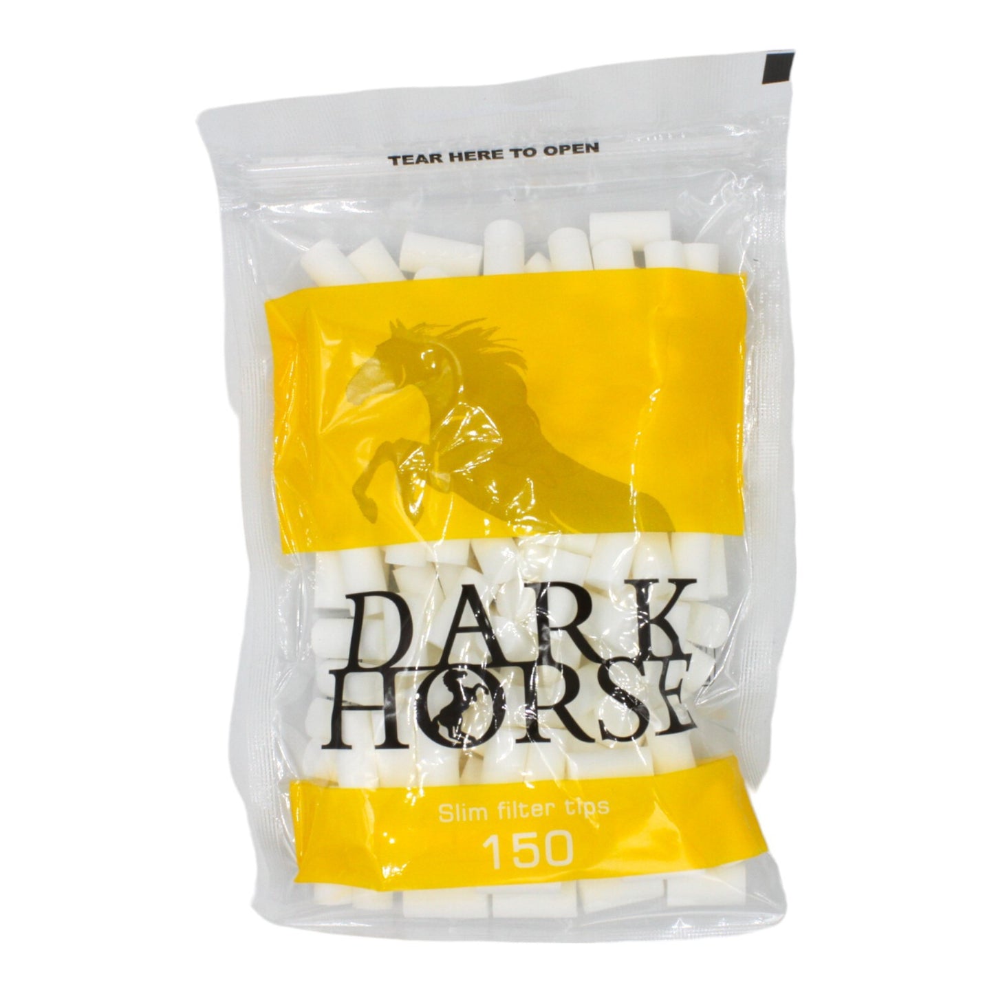 Box of 16 Dark Horse Slim Yellow 150 Filter Tip Bags (2,400 Tips)