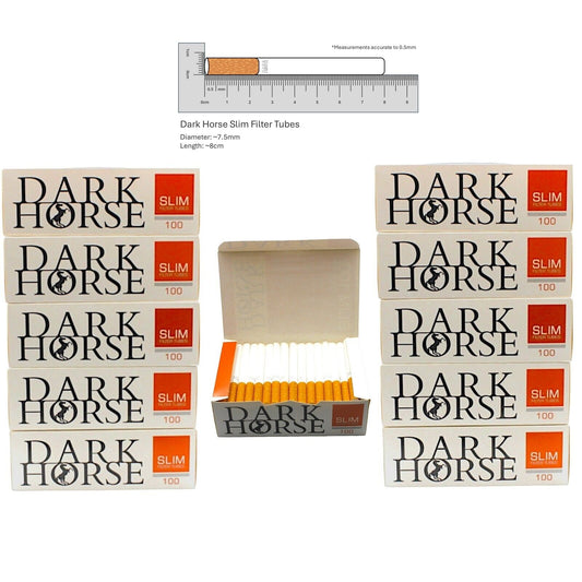 1000x Dark Horse Slim Filter Tubes Regular Size Cork Orange