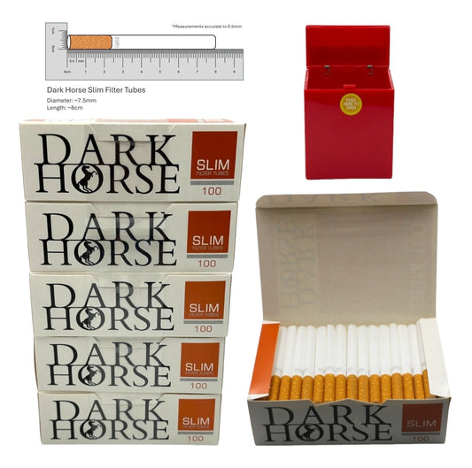 500x Dark Horse Slim Filter Tubes Regular Cork Orange + Case