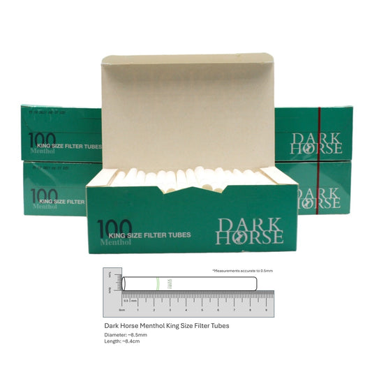 500x Dark Horse Full Flavour Menthol Filter Tubes King Size Cork Green