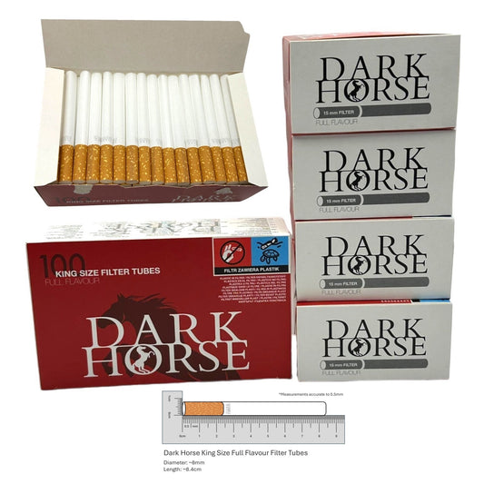 500x Dark Horse Full Flavour Filter Tubes King Size Cork Red