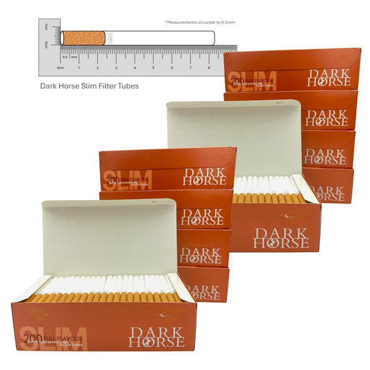 2000x Dark Horse Super Slim Filter Tubes Extra Long Size Cork Tobacco Cigarette Orange