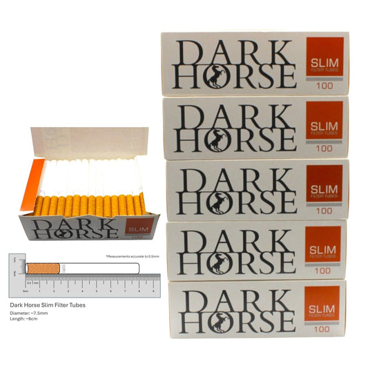 500x Dark Horse Slim Filter Tubes Regular Size Cork Orange