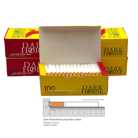 500x Dark Horse Extra Long Filter Tubes King Size Cork Yellow