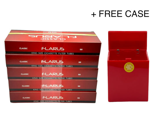 500x Flarus Filter Tubes Classic Cork Red + Case