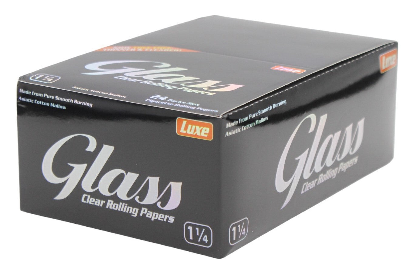 Box of 24 Glass Clear Rolling Papers 1 1/4 Size Slim Natural