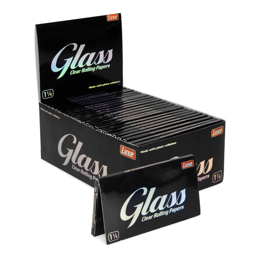 Box of 24 Glass Clear Rolling Papers 1 1/4 Size Slim Natural