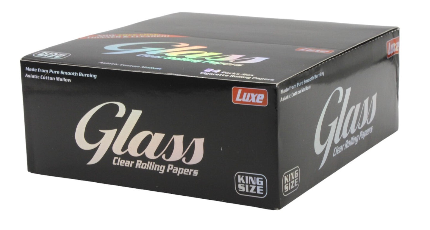 Box of 24 Glass Clear Rolling Papers King Size Slim Natural