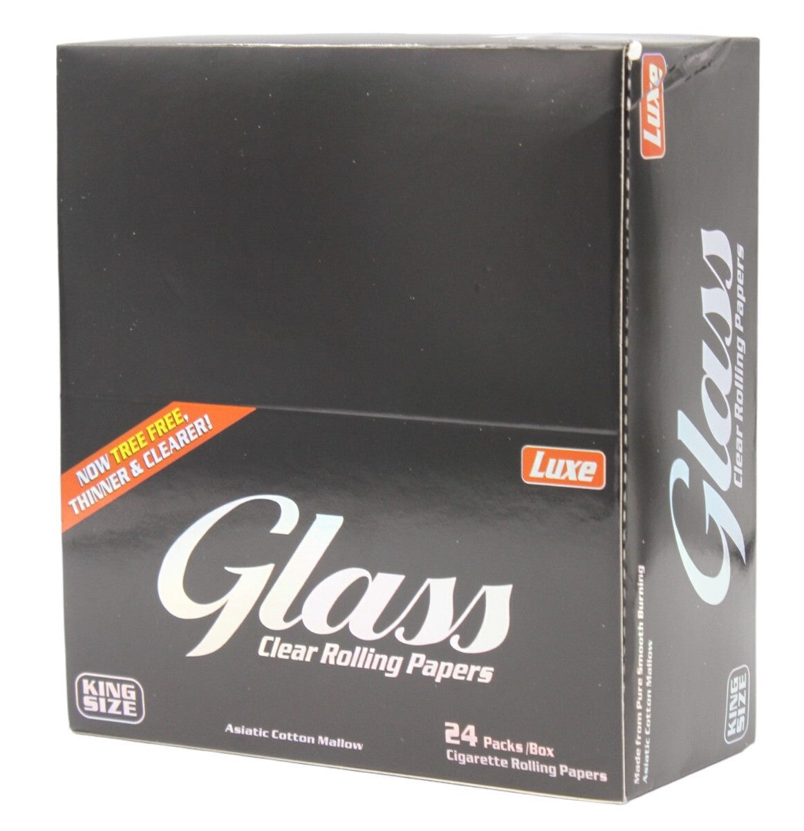 Box of 24 Glass Clear Rolling Papers King Size Slim Natural