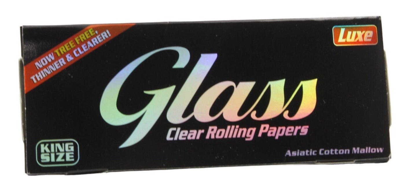 Box of 24 Glass Clear Rolling Papers King Size Slim Natural