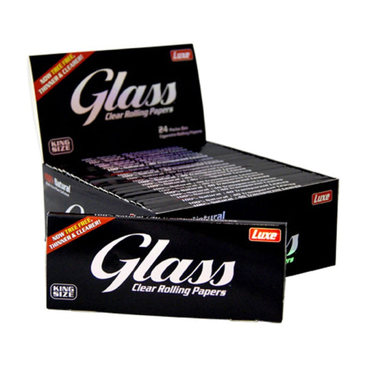 Box of 24 Glass Clear Rolling Papers King Size Slim Natural