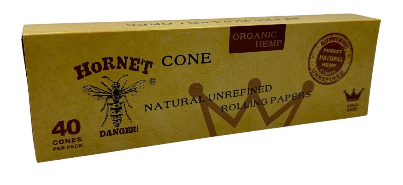 Hornet Natural Unrefined King Size Pre Rolled Paper Cones (40 Pack)