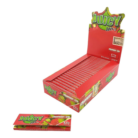 Box of 24 Juicy Jay Strawberry/Kiwi 1 1/4 Flavoured Rolling Papers