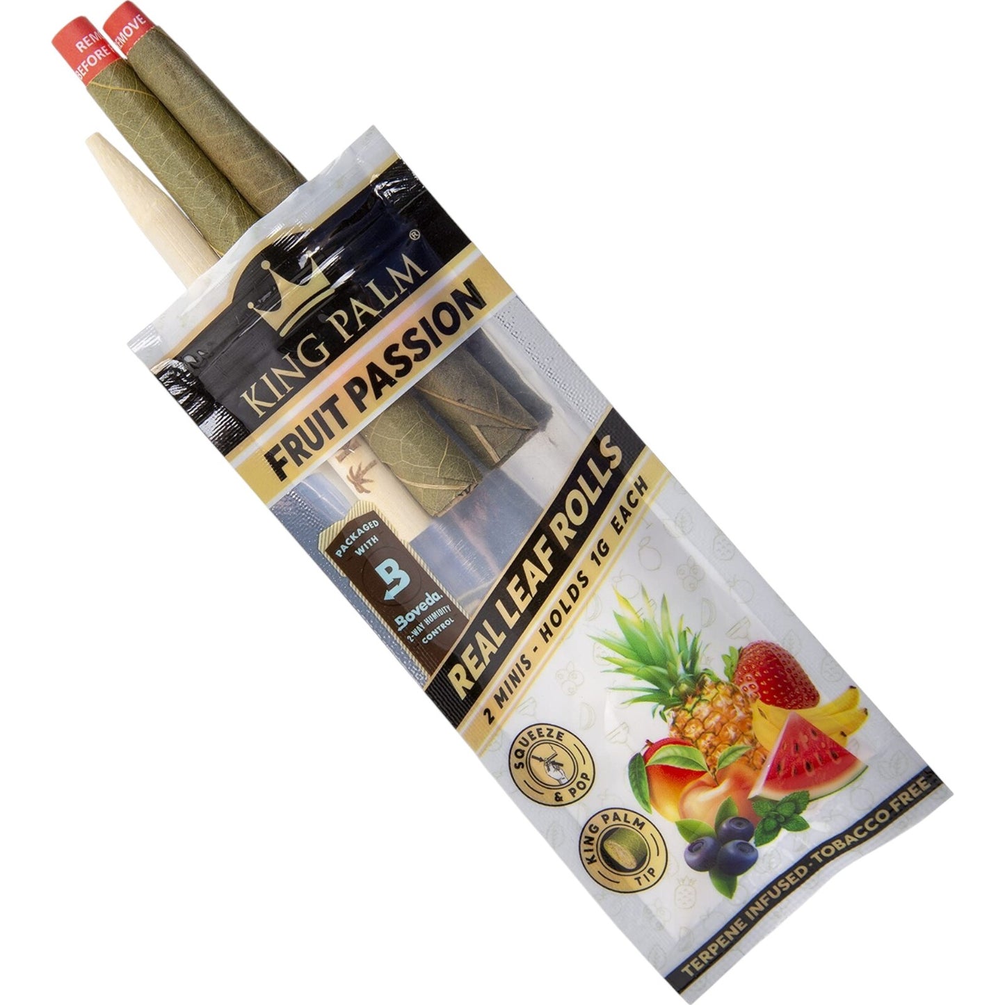 King Palm Fruit Passion - 2 x 1G Mini Rolls Wraps Pop Tip