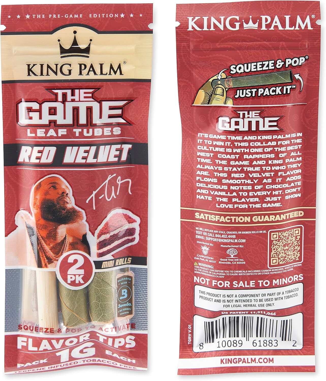 King Palm Peach The Game - Red Velvet - 2 Minis Smoking Roll Tobacco Herbs