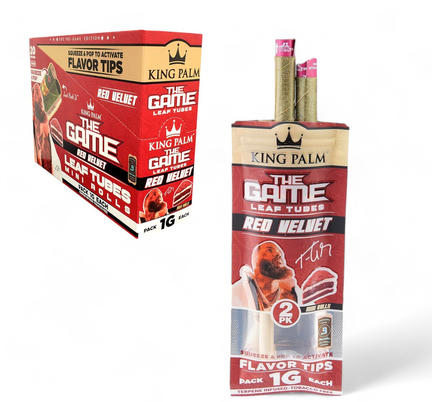 King Palm Peach The Game - Red Velvet - 2 Minis Smoking Roll Tobacco Herbs