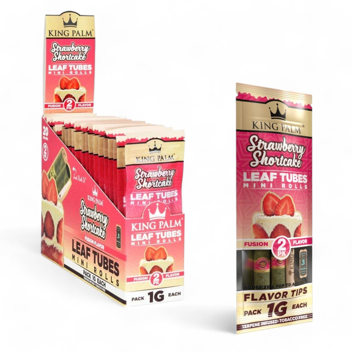 King Palm Strawberry Shortcake - 2 x 1G Mini Rolls Wraps Pop Tip